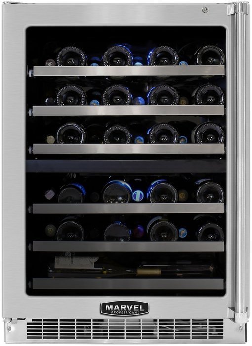 Marvel MPRO6DZE-BS-LL 24-Inch Professional Dual Zone Wine Cellar with SS Frame Glass Left Hinge Door