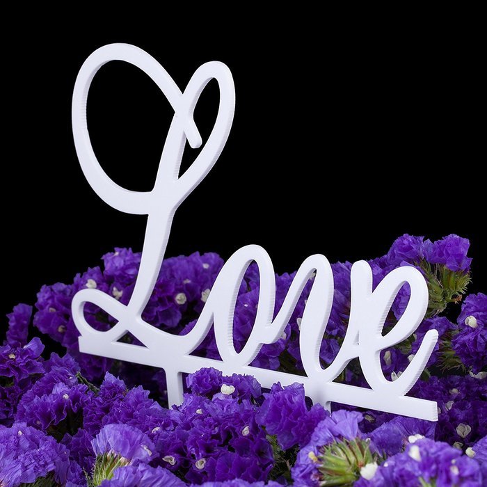 LOVENJOY Gift Box Pack LOVE Monogram Wedding Engagement Cake Party Topper (5.7-inch, Silver Glitter) N7