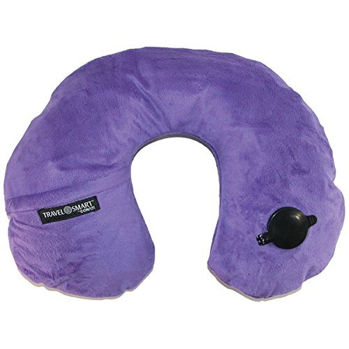 New TRAVEL SMART BY CONAIR TS44PUR EZ Inflate Fleece Neck Rest (Purple)