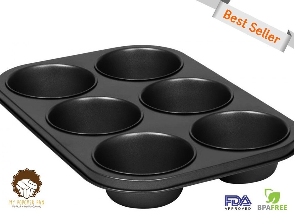 My Muffin Pan | 6 Cup Popover | Elegant Design | Nonstick Pan | Great Fluffy and Crusty Breakfast | Uniform Slow... N4