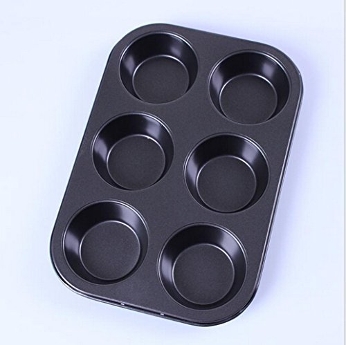 PETMALL 6 Cup Muffin Tin Cup Cake Pan Tray Mould Non Stick Carbon Steel Bake Bakeware Pan Tray Tin Mould Mold... N2