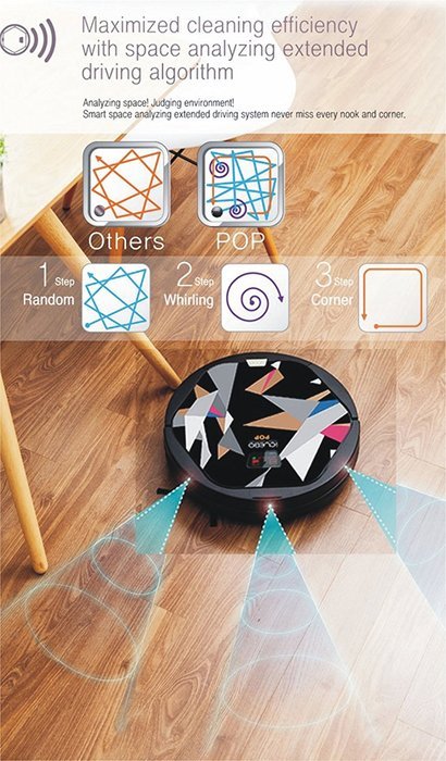 YUJIN Robot iClebo POP Magic Balck YCR-M05-P3 Remote Robotic Vacuum Cleaner + free gift