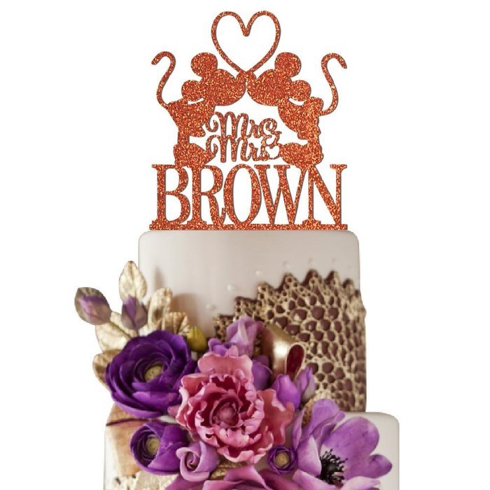 Sugar Yeti Made In USA Personalized Wedding Cake Topper Mrs Minnie Heart Mr Mickey #1 Black N13