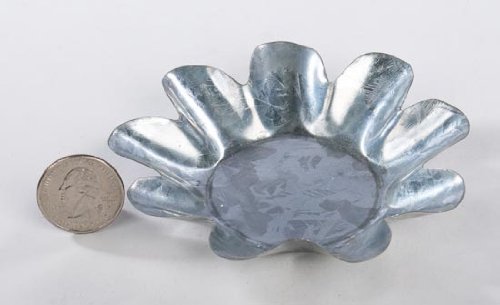 4" Primitive Galvanized Flower Candle Pan Tart Mold Set of 10 N2