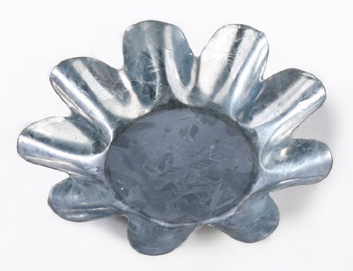 4" Primitive Galvanized Flower Candle Pan Tart Mold Set of 10 N3