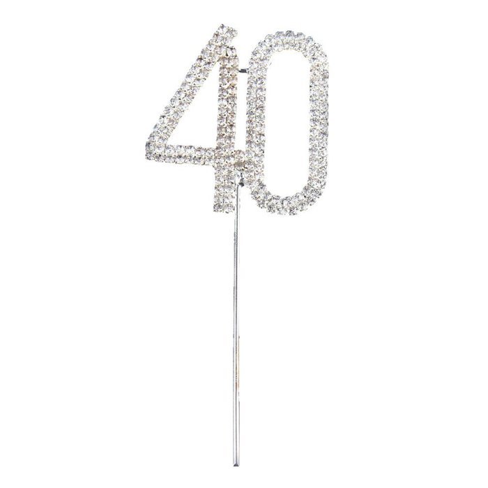 Cake Topper - TOOGOO(R) Crystal Rhinestone Bling Silver Number 40 Birthday 40th Anniversary Cake Top Topper N2