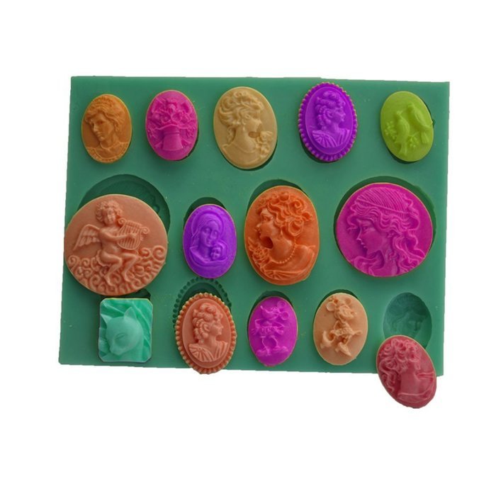 TANGCHU Silicone Fondant Cake Molds Figure Cameo Cake Design Moulds 4.6*3.66*0.43inch