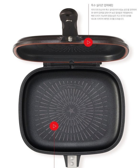 Happycall PLASMA Titanium Coating Double Grill Pan IH (Induction) Compatible New Version (2 Set (10.8"+11.8")) N3