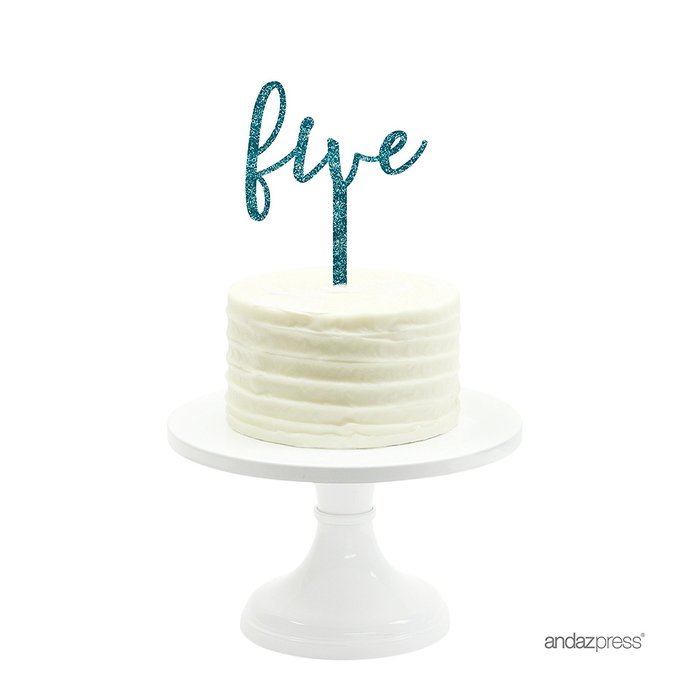 Andaz Press 5th Birthday and Anniversary Acrylic Cake Toppers, Pink Glitter, Number 5, 1-Pack N60