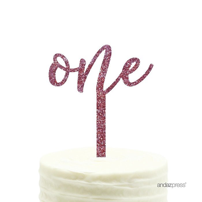 Andaz Press 5th Birthday and Anniversary Acrylic Cake Toppers, Pink Glitter, Number 5, 1-Pack N63