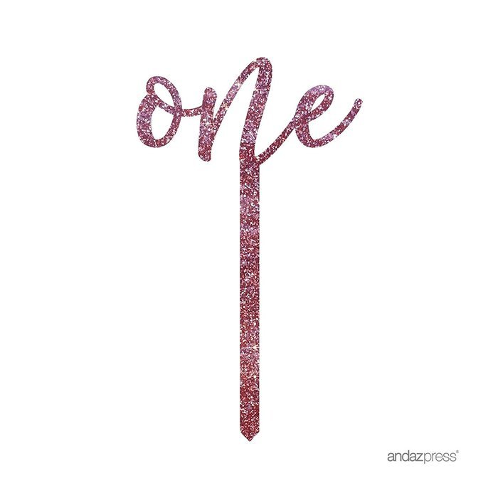 Andaz Press 5th Birthday and Anniversary Acrylic Cake Toppers, Pink Glitter, Number 5, 1-Pack N64