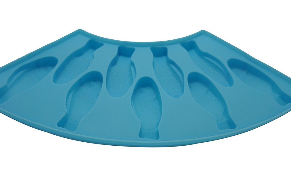 Silicone Fan Fish Shape Cookie Mold with Color Blue N3