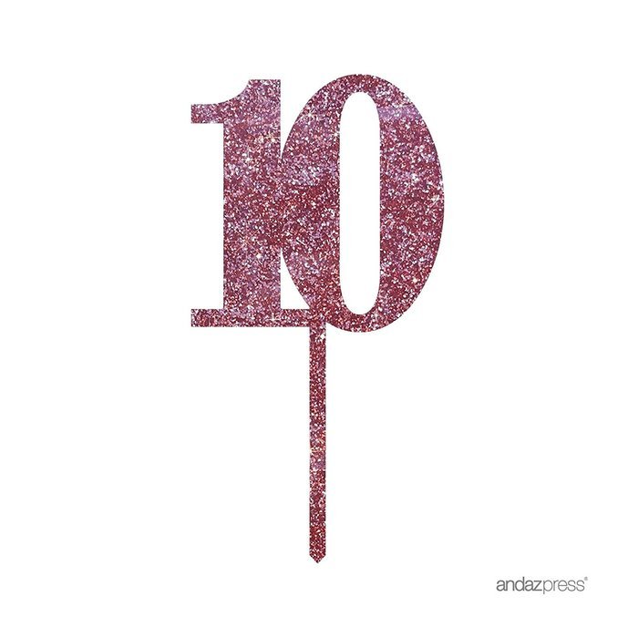 Andaz Press 5th Birthday and Anniversary Acrylic Cake Toppers, Pink Glitter, Number 5, 1-Pack N69