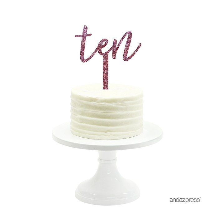 Andaz Press 5th Birthday and Anniversary Acrylic Cake Toppers, Pink Glitter, Number 5, 1-Pack N74