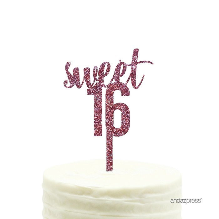 Andaz Press 5th Birthday and Anniversary Acrylic Cake Toppers, Pink Glitter, Number 5, 1-Pack N82