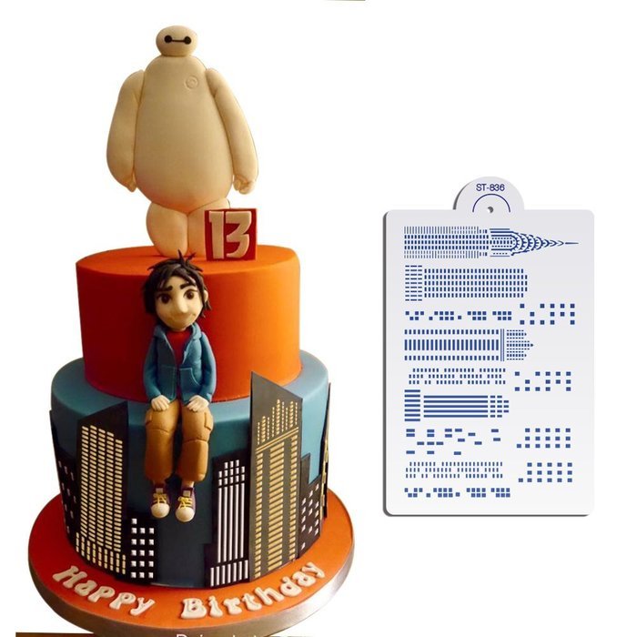 ART Kitchenware Skyscrapers Cake Stencil Wedding Cake Side Stencils Template Mold Cake Decorating Bakery Tool... N4