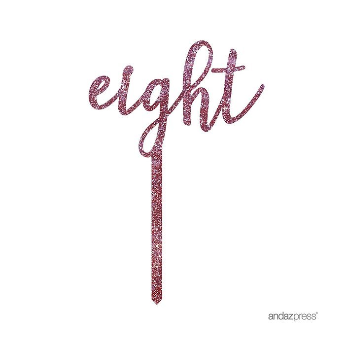 Andaz Press 5th Birthday and Anniversary Acrylic Cake Toppers, Pink Glitter, Number 5, 1-Pack N83