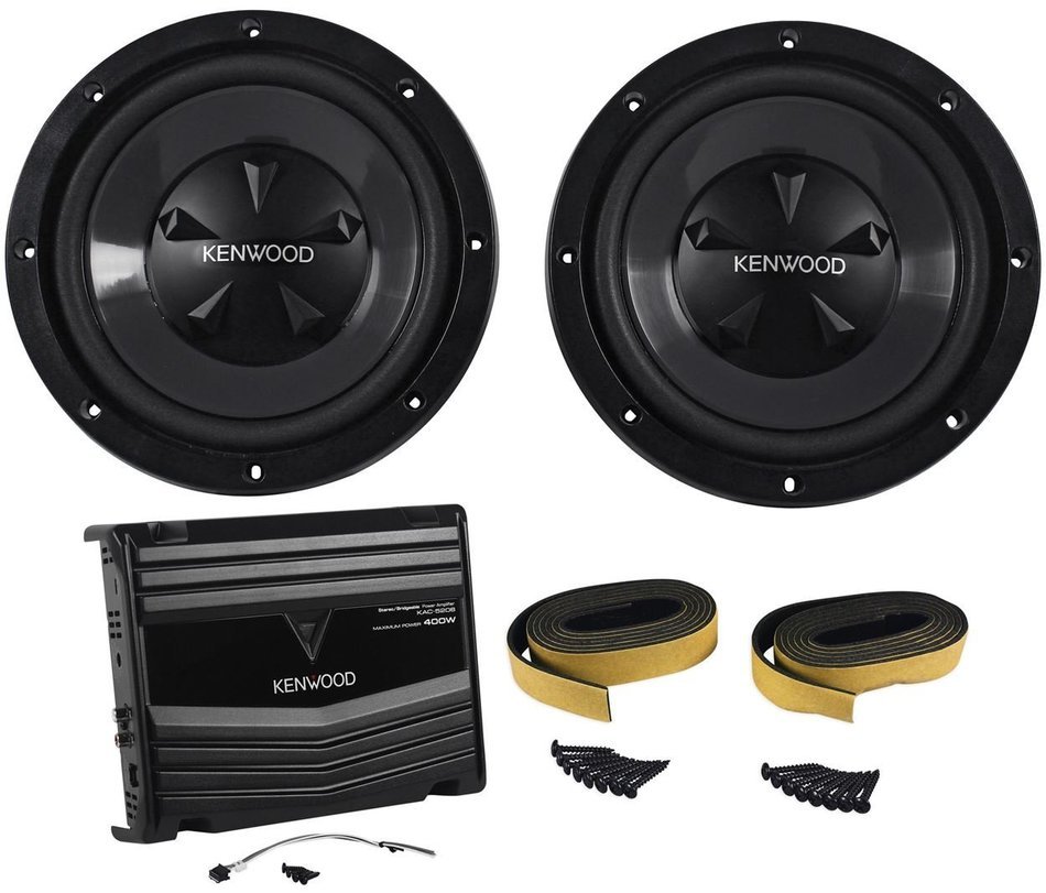 Package: Kenwood P-W1220 Package of: Kenwood KAC-5206 400W Peak/120W RMS 2-Channel Car Amplifier + 2)KFC-W112S... N3