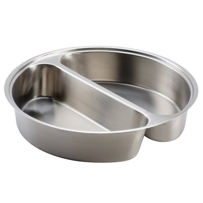 Winco SPFD-2R Round Divided Food Pan, Stainless Steel