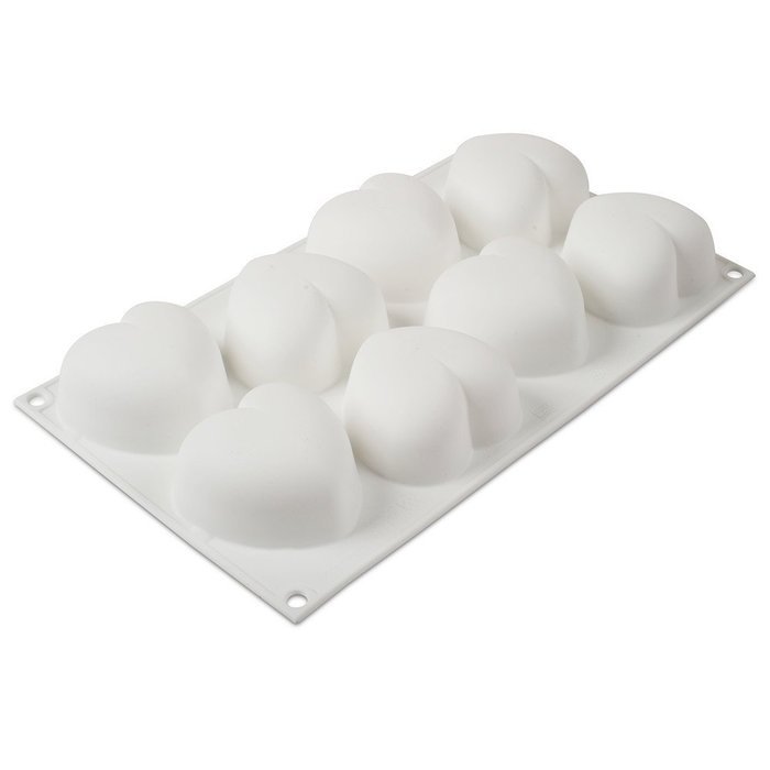 Silikomart White Nonstick Amorini Heart - 8 Cavities