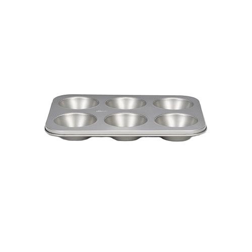 Patisse 6-Cups Nonstick Silver Top Jumbo Muffin Tray, Silver Grey