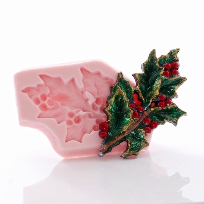 Holly Leaf Flexible Silicone Mold, Fondant, Candy, Chocolate, Food Safe, Polymer Clay, Resin Mold, Epoxy and so... N4