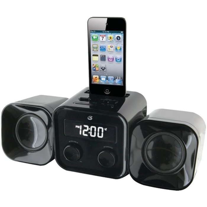 GPX HM102B Shelf Stereo System AM/FM Clock Radio Black W/RCA Out & Aux-in - NINETY DAYS Warranty