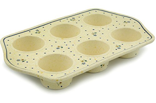 Polish Pottery Muffin Pan 14-inch Country Meadow N4