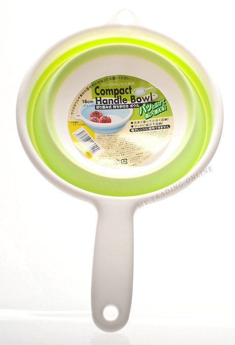Japanese Subaru Compact Collapsible Kitchen Bowl with Handle (Green) N2