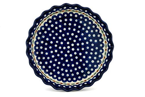 Polish Pottery Fluted Pie Dish 10-inch Mosquito N5