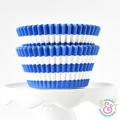 Rugby Stripe Navy BakeBright Greaseproof Cupcake Liners N3