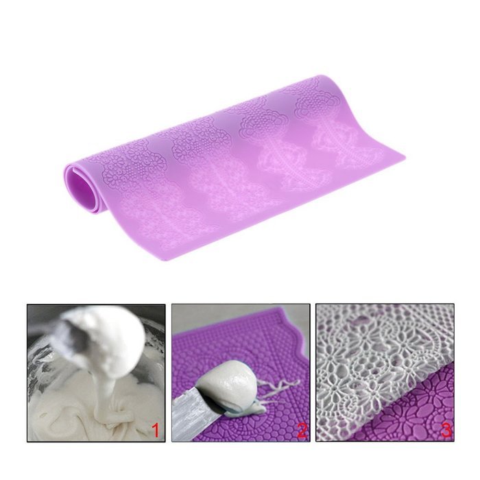 Garwarm Cake Decorating Tools Fondant Lace Silicone Mat Cake Decorations Molds 15&times;11.5 Inches N6