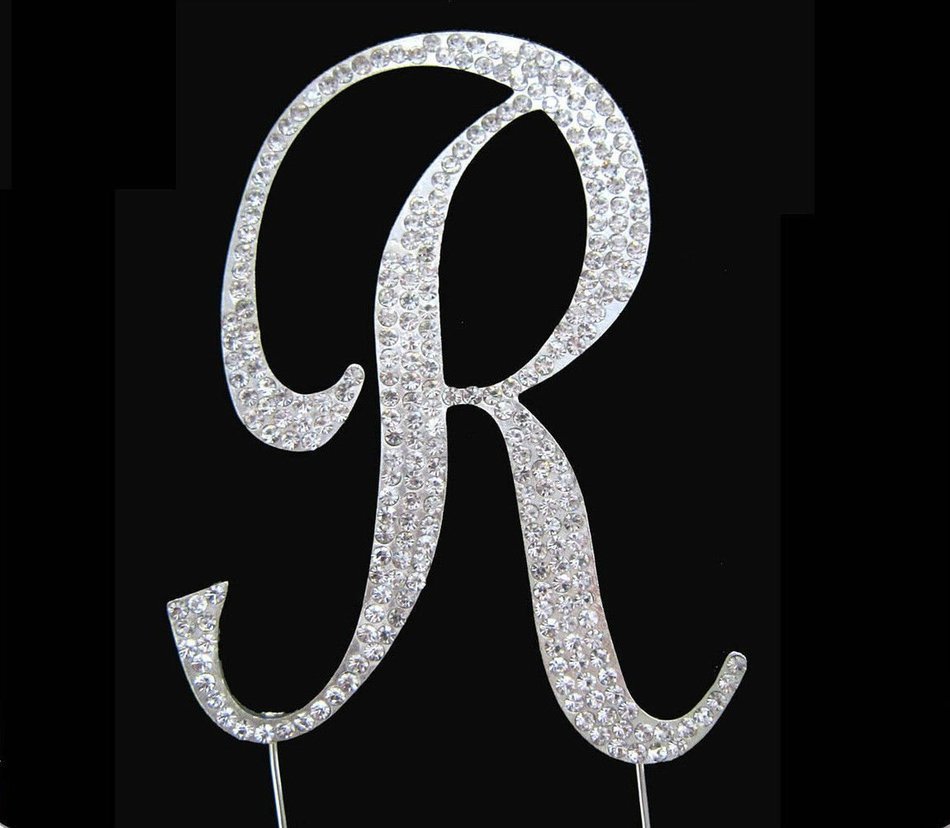 Rhinestone Cake Topper Letter R