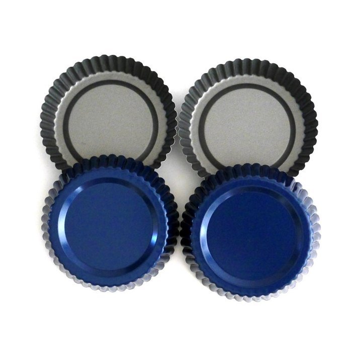 Tart Pan by Vanika, Pack of 4, Non-Stick Coating, Heavy Duty Steel Quiche Pans, PFOA-Free - Excellent Heat Conduction... N4