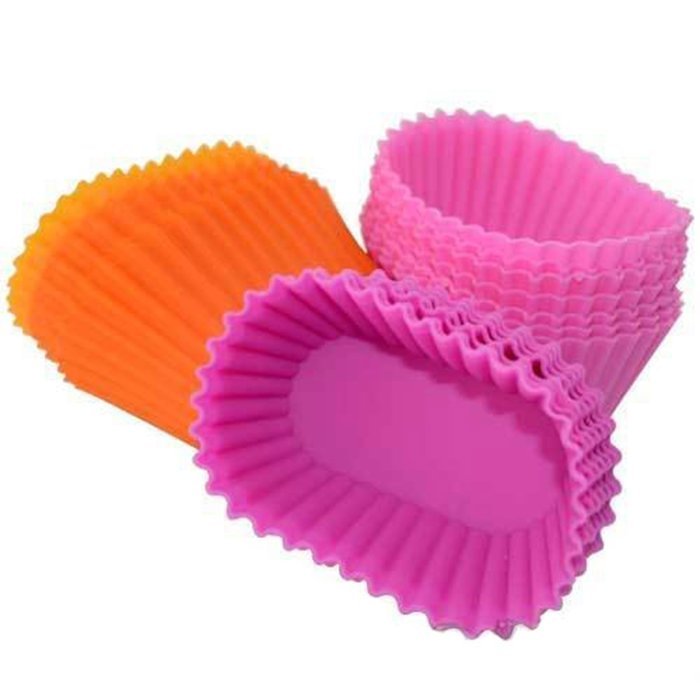 DANSPEED 10pcs Variety Colourful Silicone Cake Muffin Mould Tray Baking Pudding Heart Flower Star Oval Shape (... N3