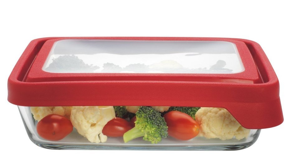 Anchor Hocking TrueSeal Rectangle Food Storage Container 6-Cup, Green Lid N5