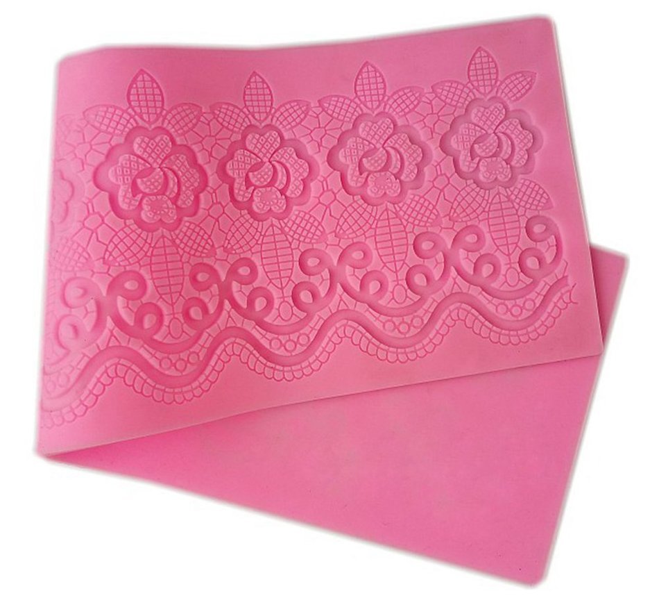 GogoForward Lace Flower Embossed Cake Fondant Stencil Pink Baking Decorating Moulds N6