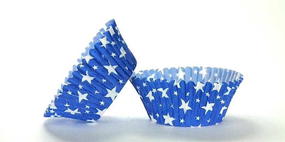 50pc Blue Star Design Standard Size Cupcake Baking Cups Liners Wrappers