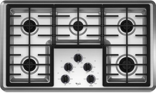 Whirlpool W5CG3625XS 36 Gas Cooktop 5 Sealed Burners, Stainless Steel