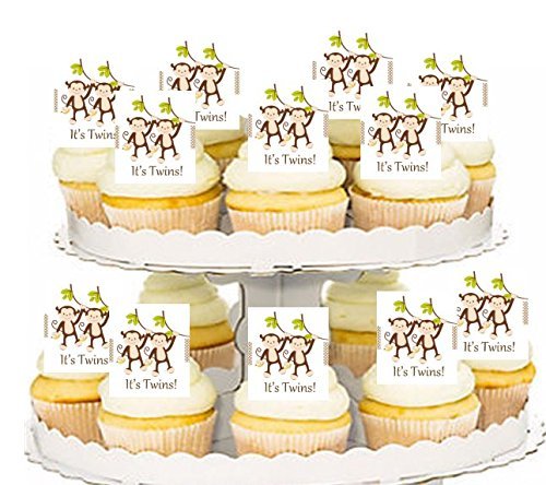 Twins Baby Shower Edible Cupcake Decoration Picks -24Pk