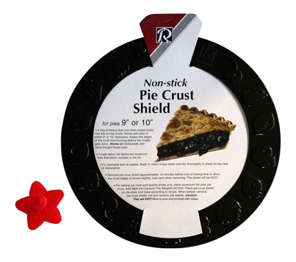Christmas Pie Baking Bundle: R&M Non-Stick Pie Crust Shield and Snowflake Plunger Cutter