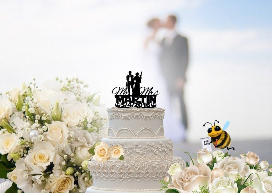 Star Wars Inspired Mr and Mrs Han and Leia Wedding Cake Topper