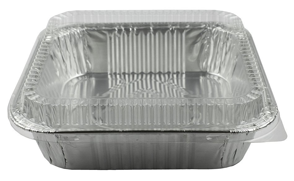 Square Foil Cake Pan 8" x 8" with Lid 5 Sets N4