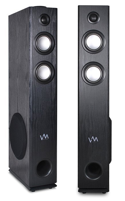 VM Audio EXAT21 Black Floorstanding Powered Bluetooth Tower Home Speakers Pair N4