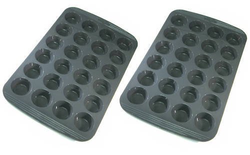 Chefs Toolbox Flexible Silicone Non Stick 24 Cup Mini Muffin Cupcake Pan (Pack of 2) N2