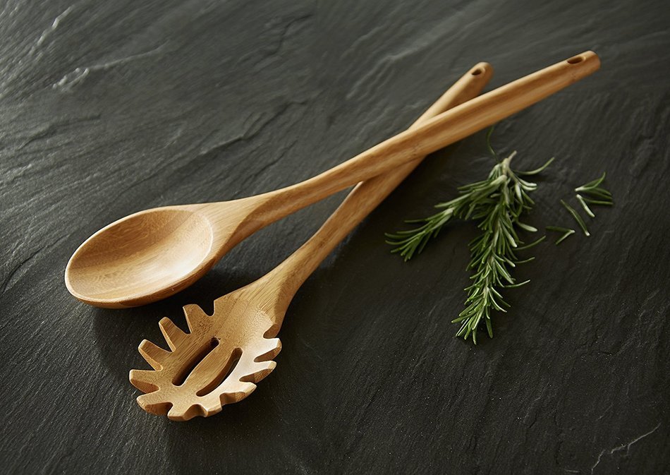Totally Bamboo Slotted Spoon, 100% Bamboo Kitchen Utensil, 14" long N5