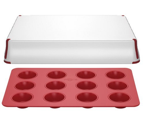 Reston Lloyd Bake Porter 12-Cup Muffin Pan with Serving Cover, Red N3
