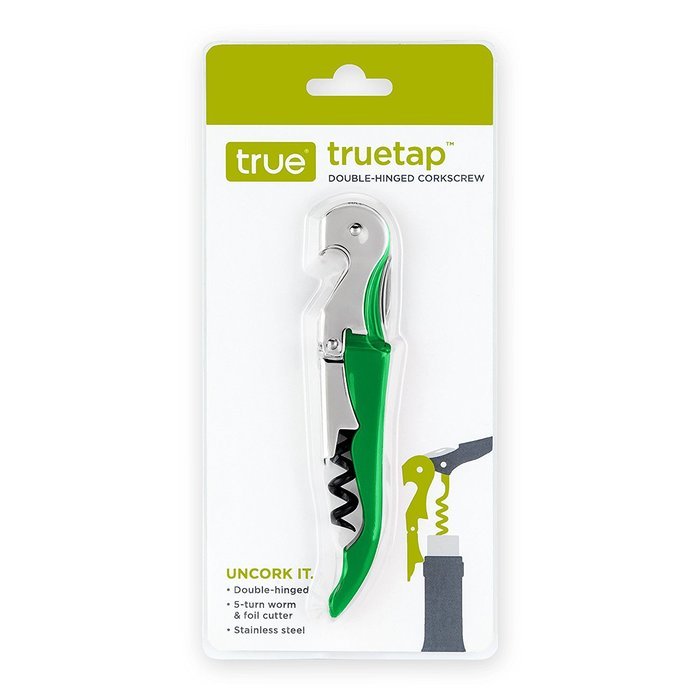 Truetap Metallic Green Double Hinged Waiter's Corkscrew by True
