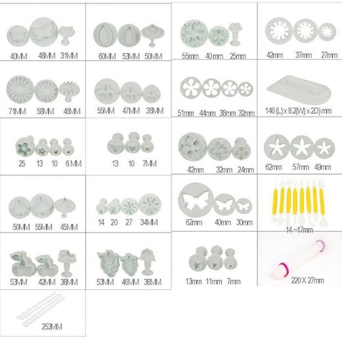 GTI Cake Tools 10 sets (33pcs) Flower Fondant Cake Sugarcraft Decorating Kit Cookie Mould Decration Tool Icing... N8