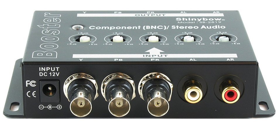 Shinybow Component BNC Video + Stereo Analog Audio Booster Extender Distribution Amplifier SB-2819 by Shinybow